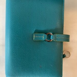 KENNETH COLE REACTION  teal Soft Genuine Leather Day Planner Calendar 6 ring